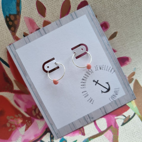 Sterling Silver Hoop & Teardrop  - Various Stones