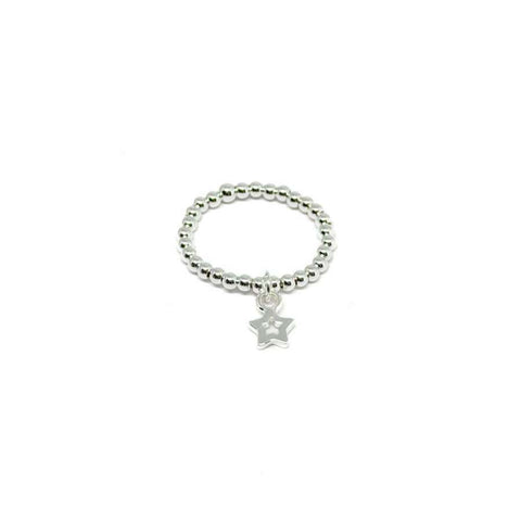 Silver Bead Stretch Ring - Various Charms
