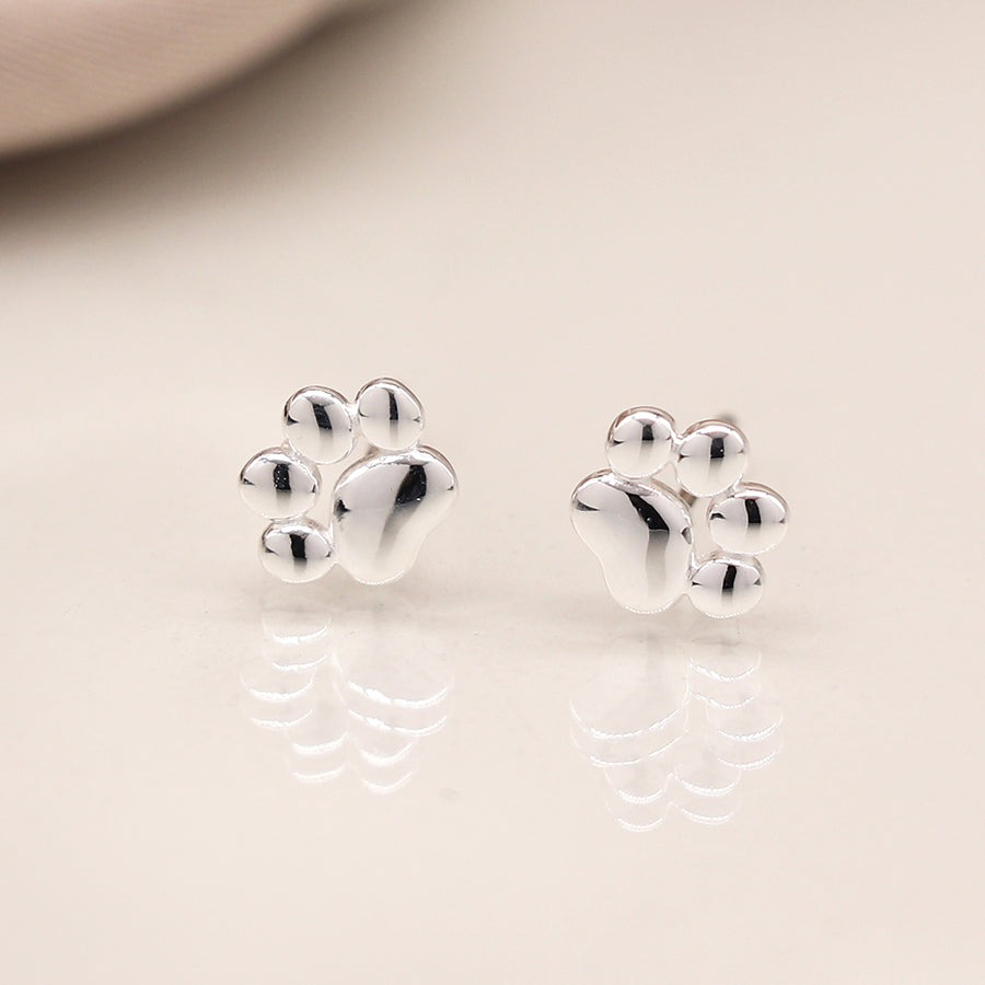 Sterling Silver Paw Print Earrings