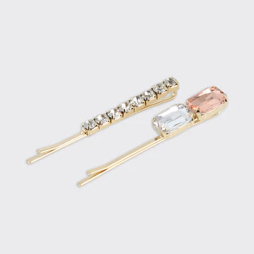 Diamante Set Of 2 Hairclips - Various Colours