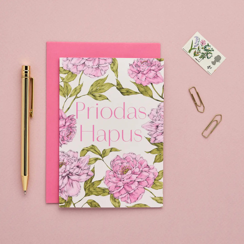 Priodas Hapus Floral Card