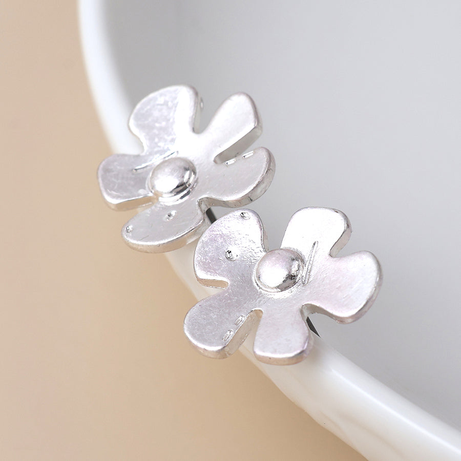 Silver Plated Retro Flower Earrings