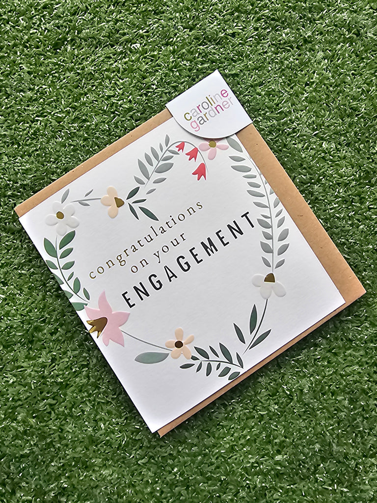 Engagement Floral Heart Wreath Card