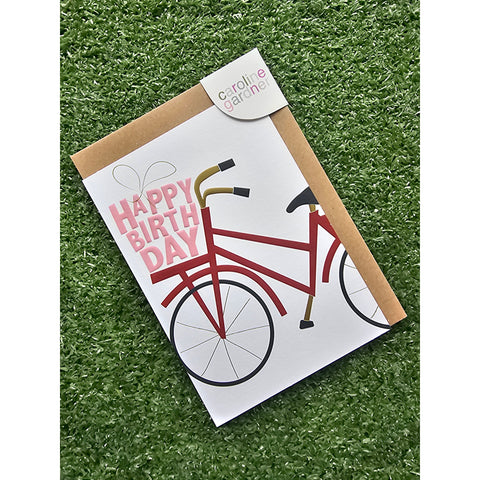 Happy Birthday Present On A Red Bike Card