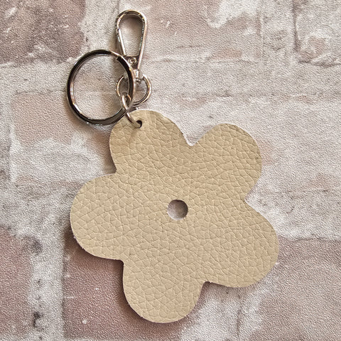 Leather Flower Keyring - Various Colours