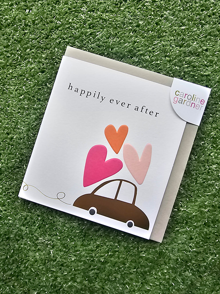 Happily Ever After Car And Hearts Card