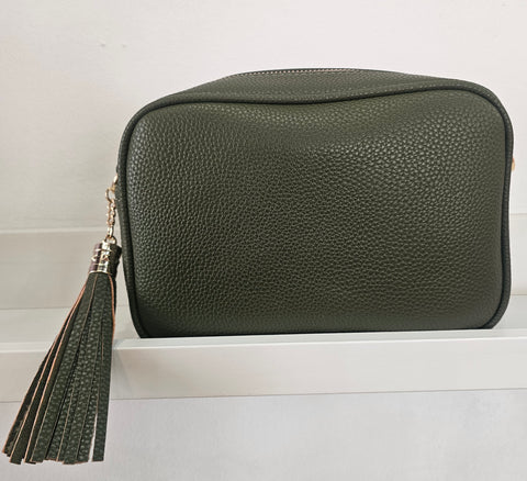 Crossbody Bag with Gold Detail & Tassel - Various Colours