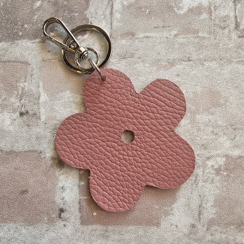 Leather Flower Keyring - Various Colours