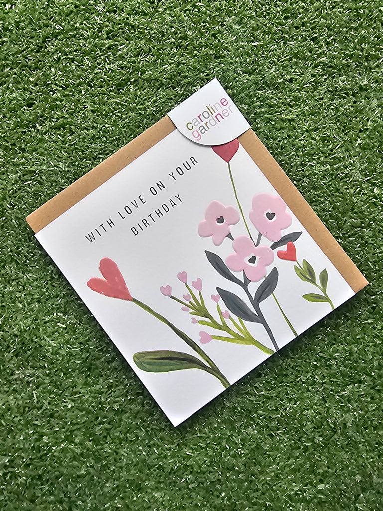 Birthday Heart Flowers Card