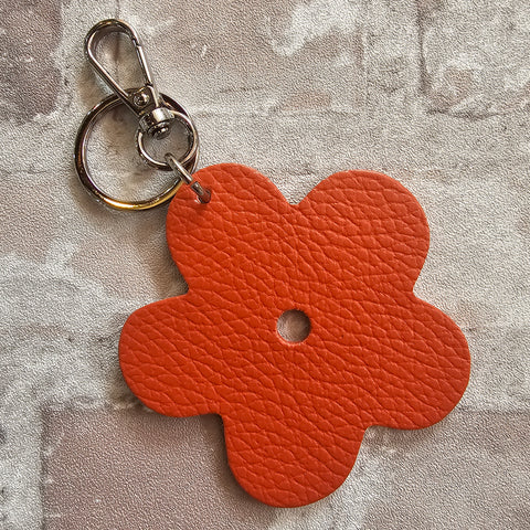 Leather Flower Keyring - Various Colours
