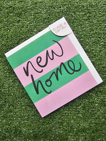 New Home Pink And Green Stripe Card