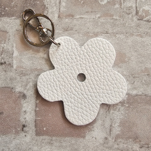 Leather Flower Keyring - Various Colours
