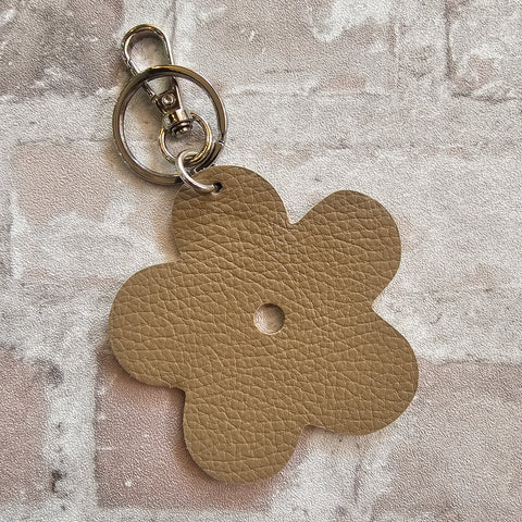 Leather Flower Keyring - Various Colours