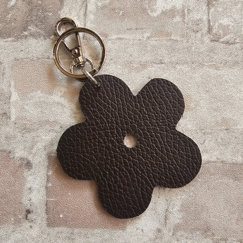 Leather Flower Keyring - Various Colours