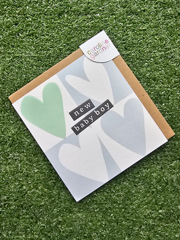 New Baby Boy Heart Grid Card