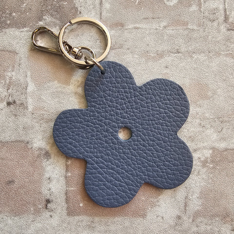 Leather Flower Keyring - Various Colours