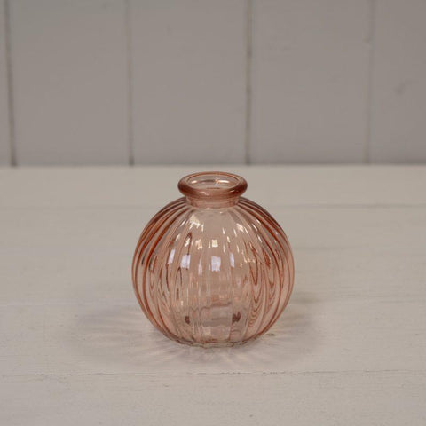 Mini Ribbed Globe Glass Vase - Various Colours