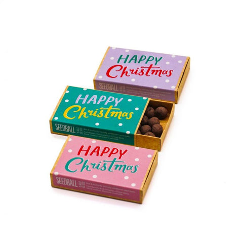 Large Happy Christmas Seedball Matchbox - Various Colours