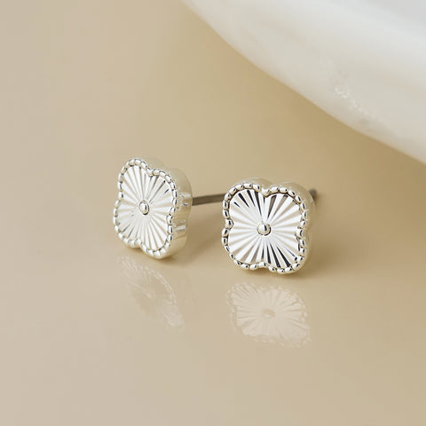 Silver Quatrefoil Stud Earrings