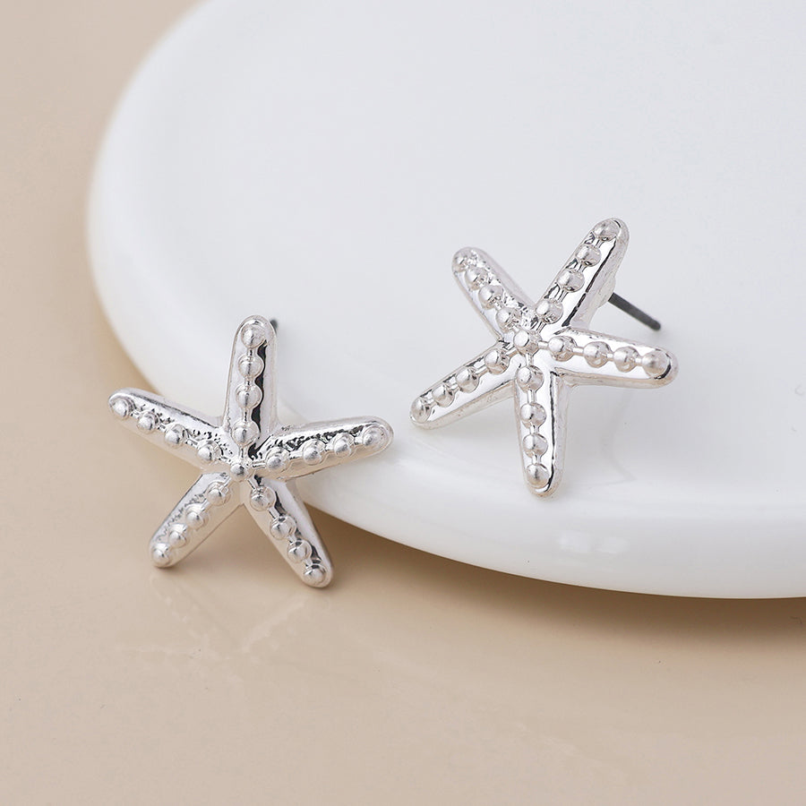 Silver Starfish Studs