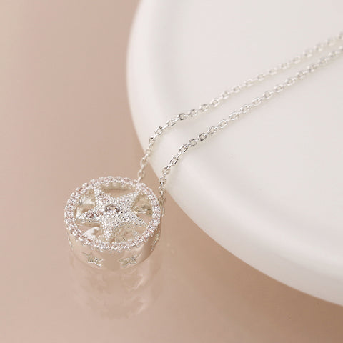 Crystal Heart in Circle Necklace
