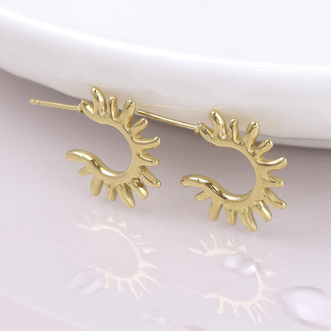 Gold Plated Sun Hoop Earrings
