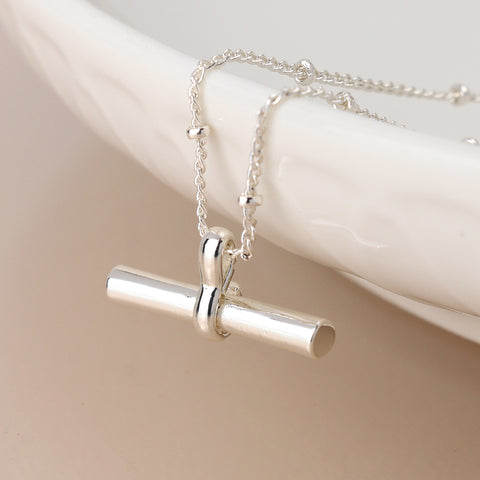 Silver Plated T Bar Necklace