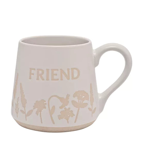White Floral Mug 'FRIEND'