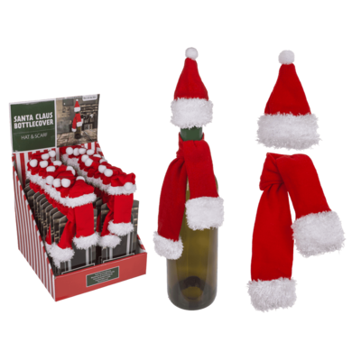 Santa Hat and Scarf Bottle Cover