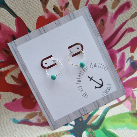 Sterling Silver Hoop & Teardrop  - Various Stones