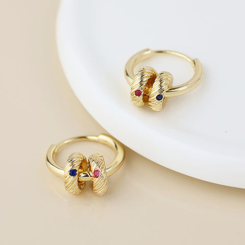 Golden Triple Twist Ring & Crystal Hoops