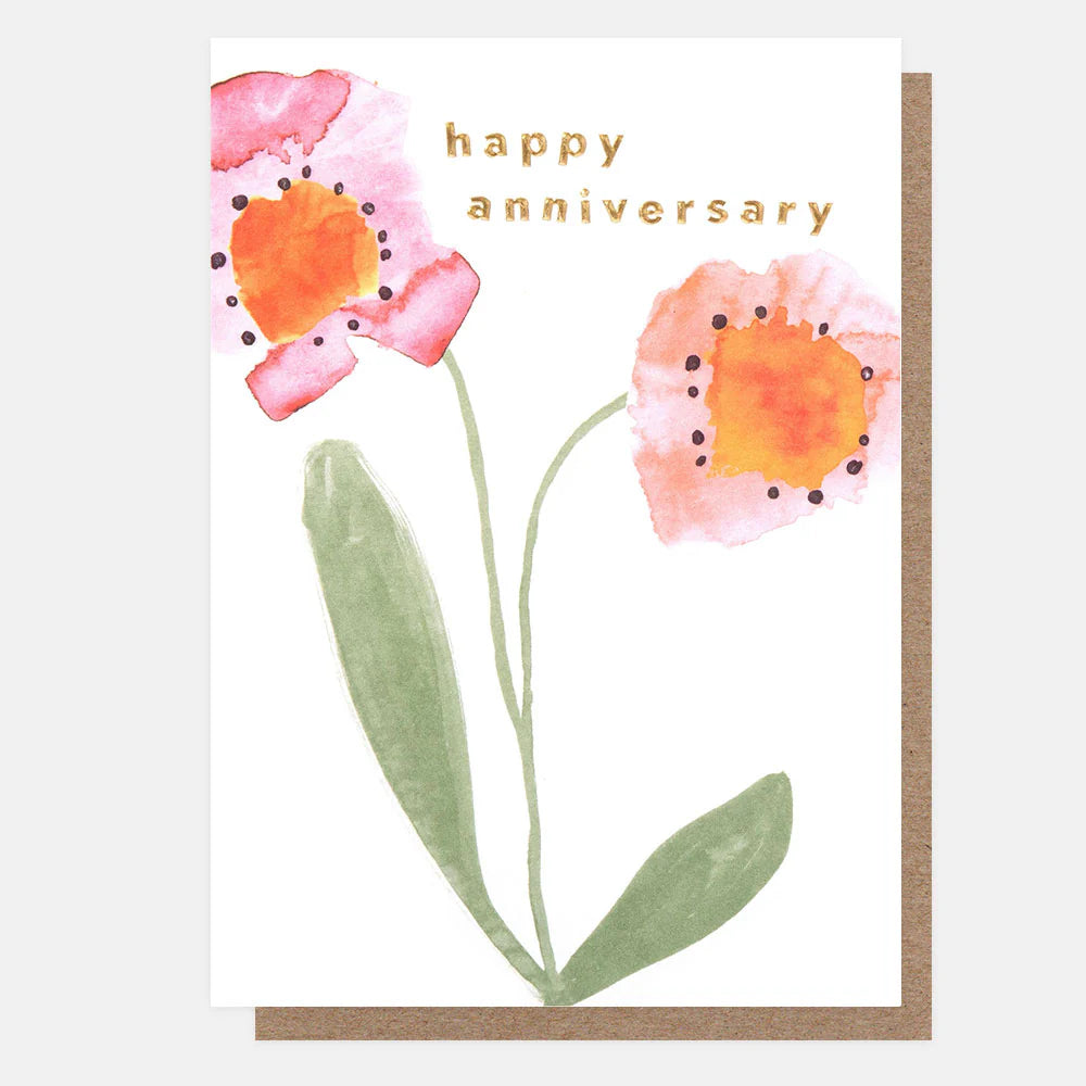 Happy Anniversary - Watercolour Flowers