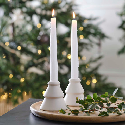 White Ceramic Tree Christmas Candle Holder