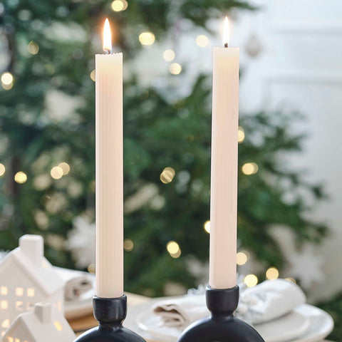 Christmas Ribbed Dinner Candles - Various Colours