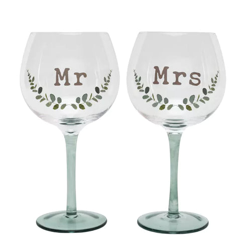 Love Story Gin Glass Set Of 2 "MR" & "MRS"