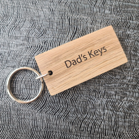 Dad's Keys Wooden Oak Key Ring