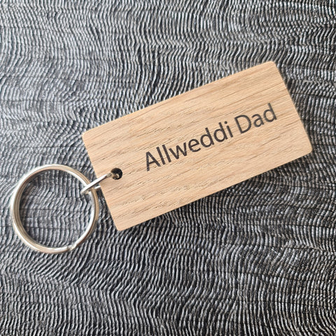 Allweddi Dad Wooden Oak Key Ring
