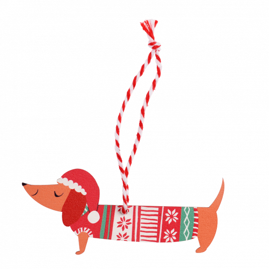 Sausage Dog Christmas Hanging Decoration