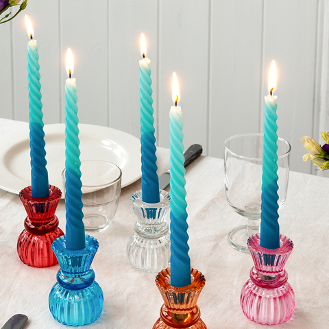 Dip Dye Individual Spiral Candles - Various Colours