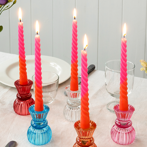 Dip Dye Individual Spiral Candles - Various Colours