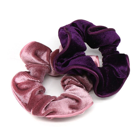 Pink/Purple Velvet Scrunchies with Piping