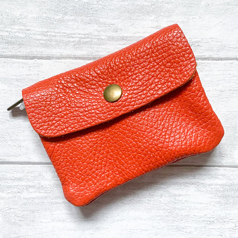Small Leather Button Coin Purse - Various Colours