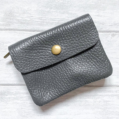 Small Leather Button Coin Purse - Various Colours