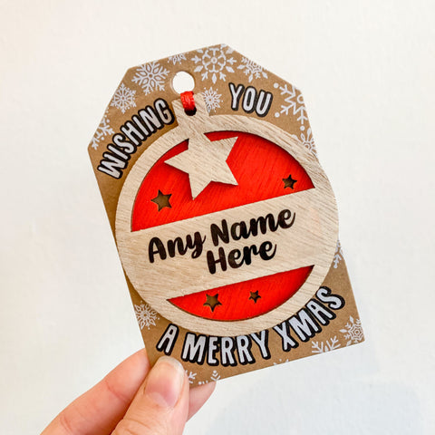 Wooden Christmas Tree Decorations-Various Sayings