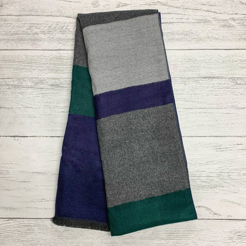 Mens Green, Navy And Grey Scarf