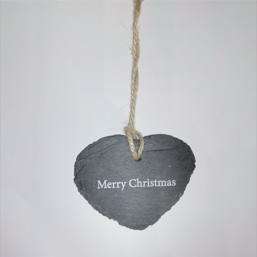 Merry Christmas Slate Hanging Heart
