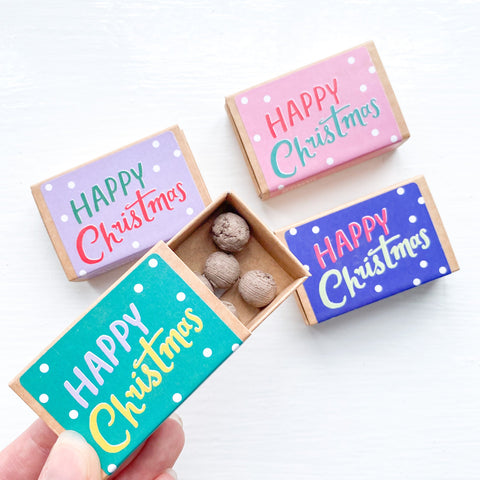 Happy Christmas Seedball Matchbox - Various Colours