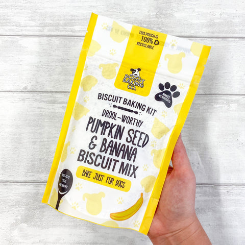 Drool-Worthy Pumpkin Seed & Banana Biscuit Mix - Doggy Baking Co Pouch