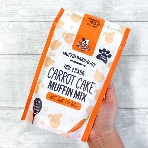 Paw-licking Carrot Cake Muffin Mix Baking Kit - Doggy Baking Co Pouch