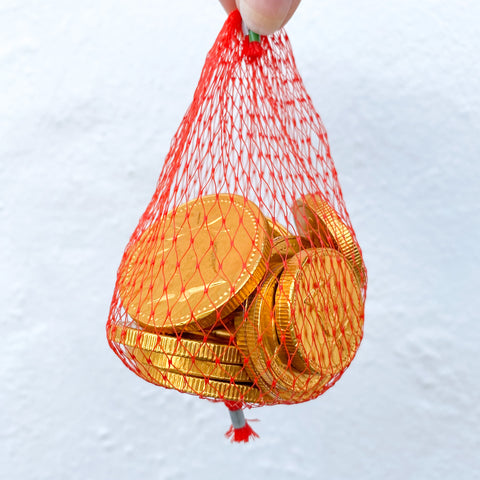 Chocolate Christmas Coins in a Net